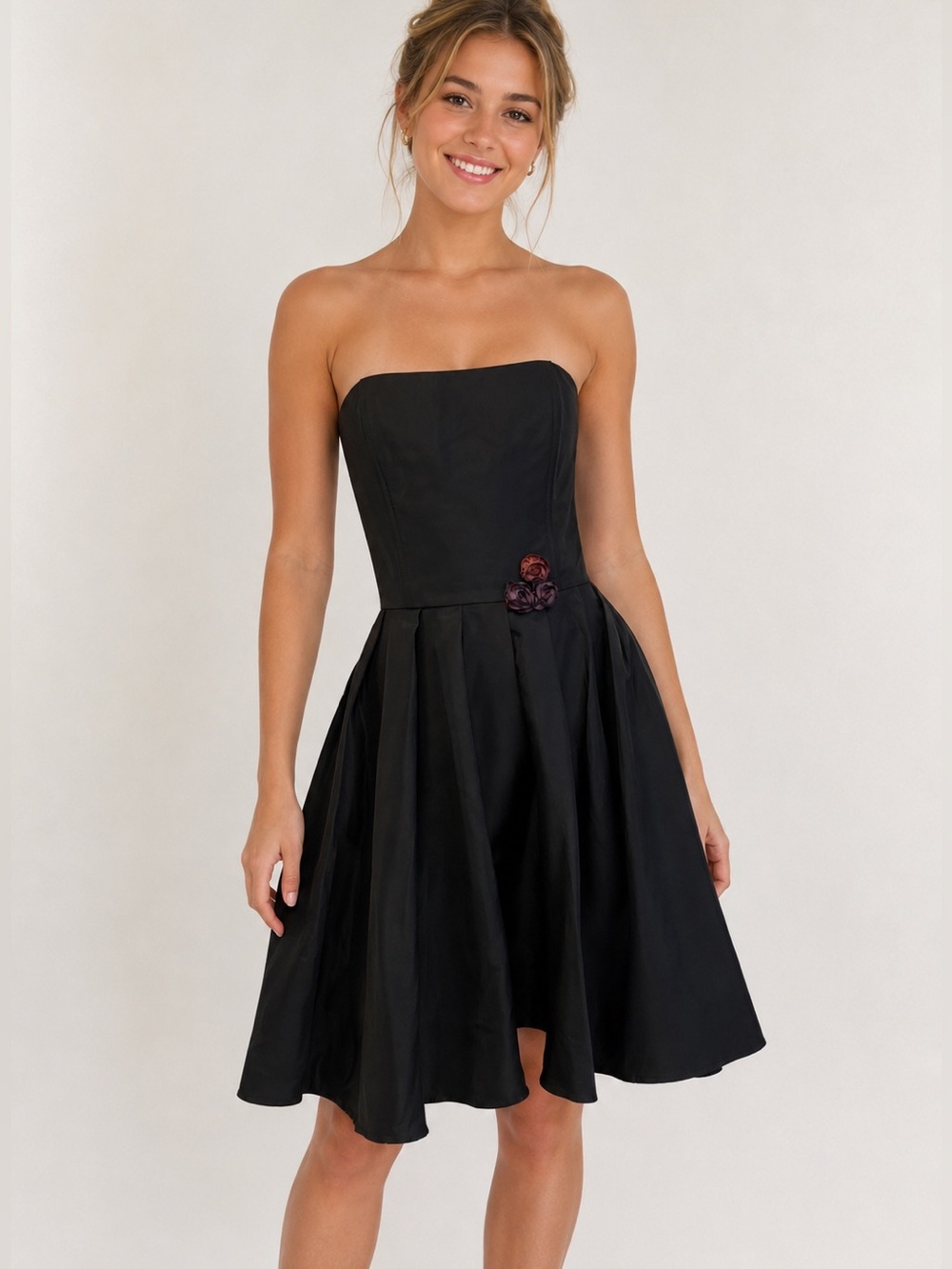 Gunne Sax Dress 7 Black Jessica McClintock Floral Formal Short Cocktail Straples